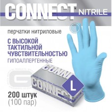Перчатки нитриловые, смотровые, нестерильные Connect Nitrile (Pulin), размер L, 50пар/уп